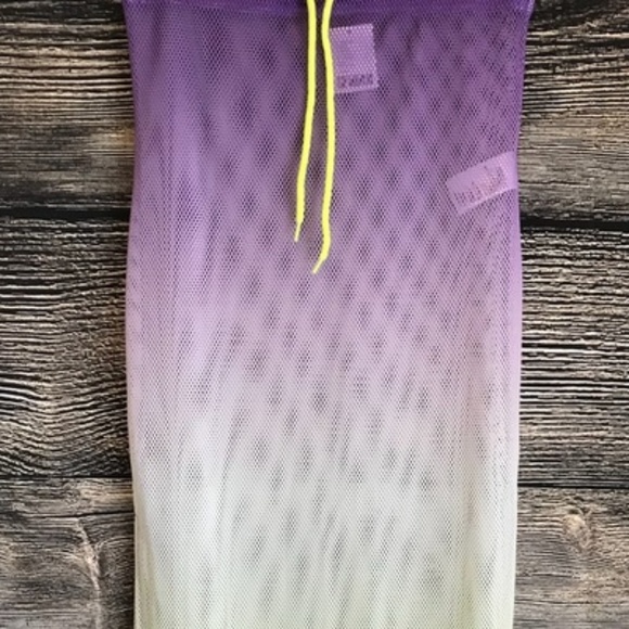 Retro Lilac Neon Ombre Contrast Mesh Maxi Skirt - Picture 2 of 3